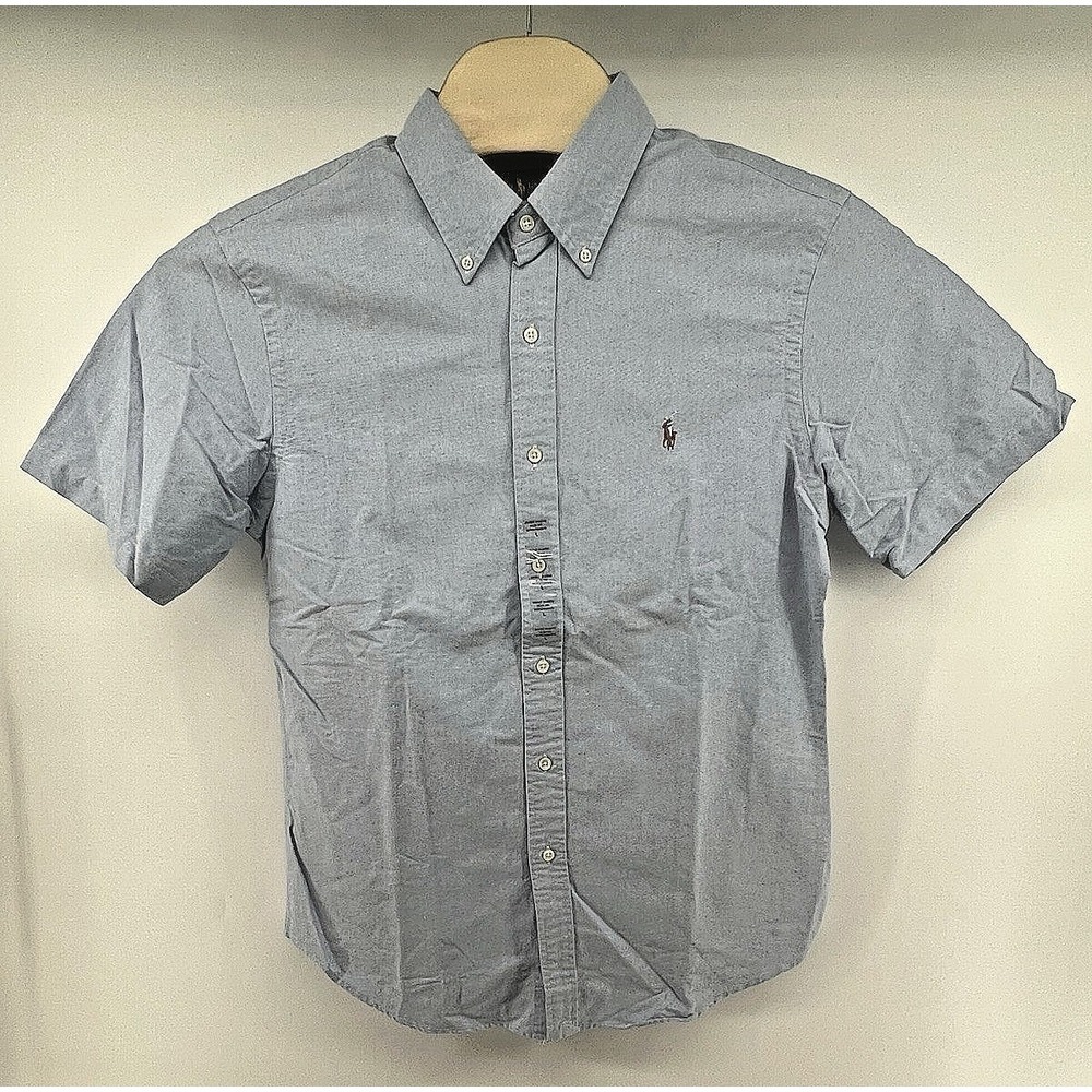 Ralph Lauren Slim Fit Button Down Shirt Light Blue Oxford Large Short Sleeved